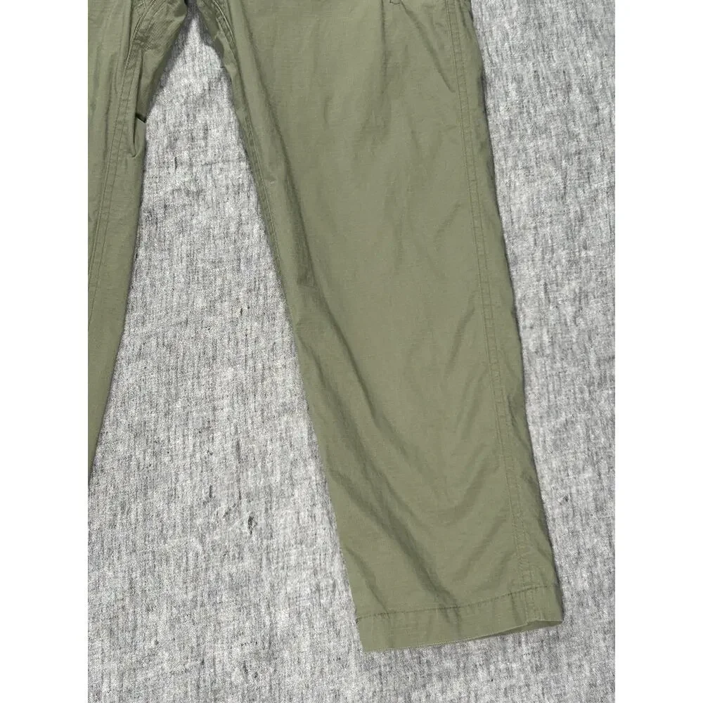 Wrmfzy Pants Mens Large Green Ripstop Tactical Cargo Elastic Waist Stretch